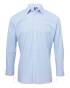 koszula taliowana w kratkę pr220, pw220, premier, niebiesko biała, pepitka, przód koszuli kelnerska